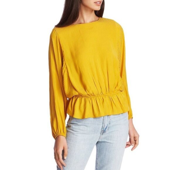 1.STATE Shadow Stripe Dolman Sleeve Peplum Blouse - Picture 1 of 7